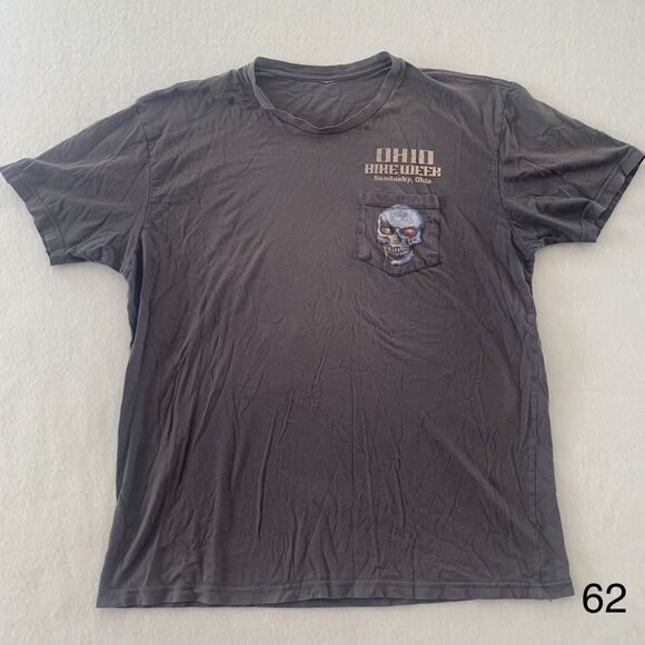 Ohio Bike Week Skull Print Y2K Grunge T Shirt Men Size M Color Black With Flaws‎ - Picture 1 of 16